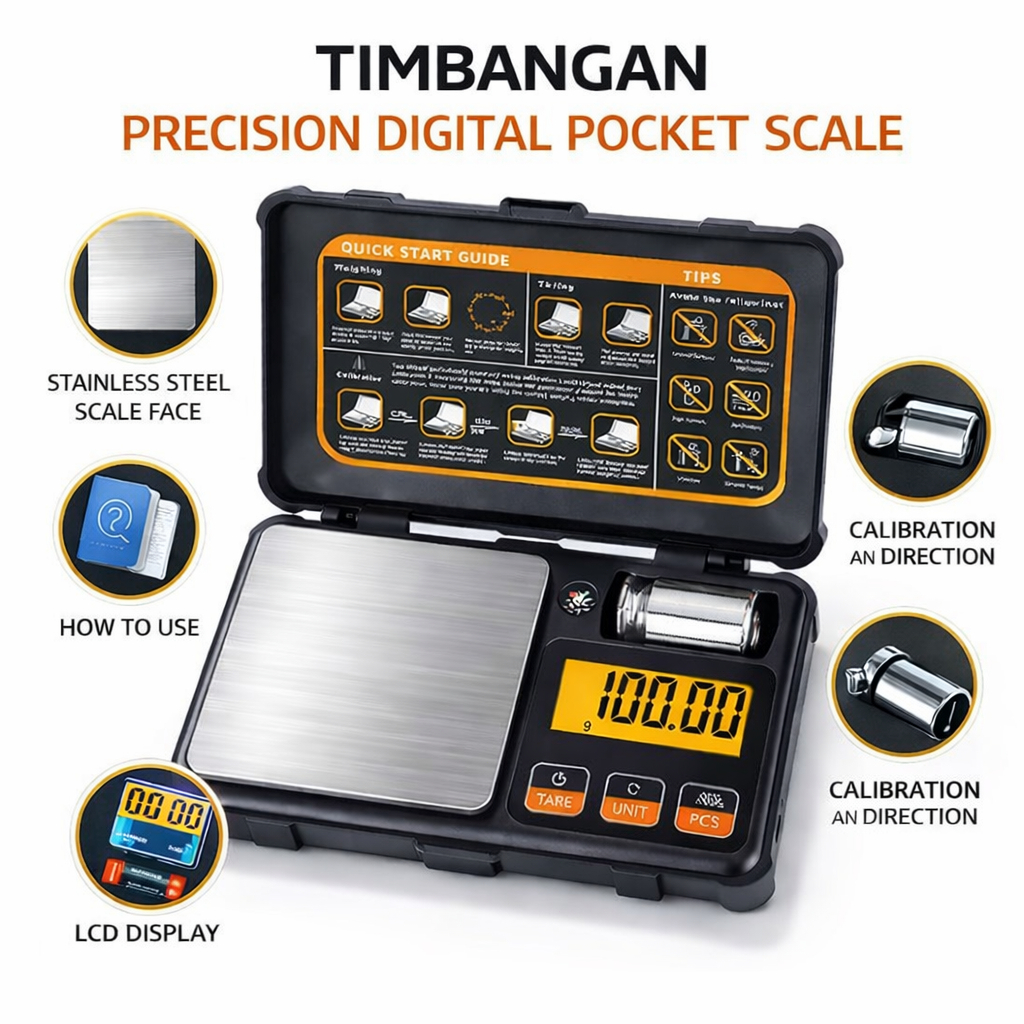 Timbangan Mini Digital 500gr/0.1gr Timbangan Emas Pocket Scalee Timbangan Mini Digital 500gr /0.01gr