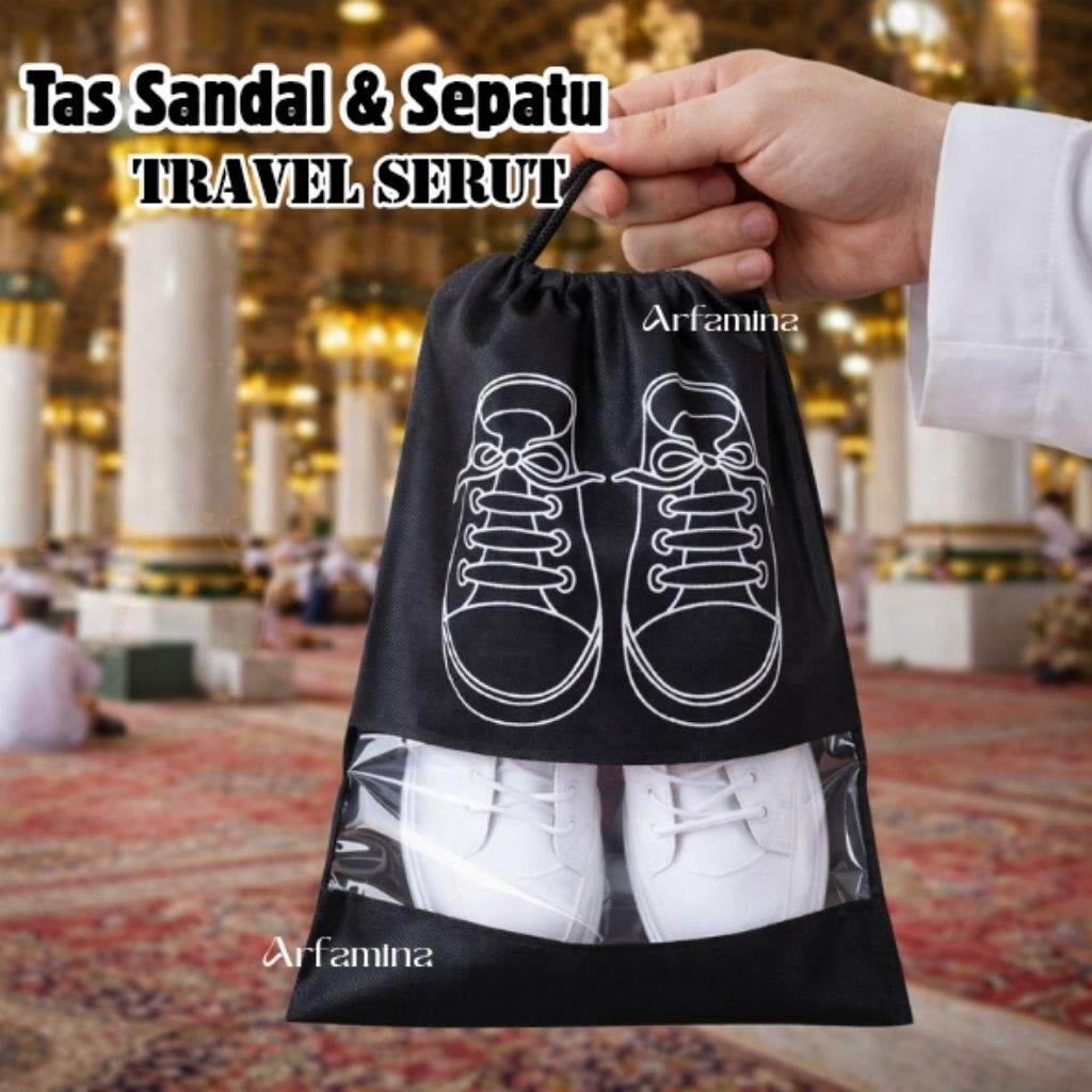 TAS SERUT SANDAL UMROH HAJI | TAS SANDAL | TAS TRAVEL HITAM UMROH HAJI | TAS SEPATU SANDAL