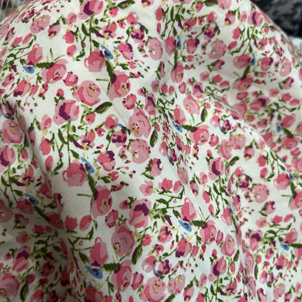 kain bahan katun paris linen motif bunga kecil