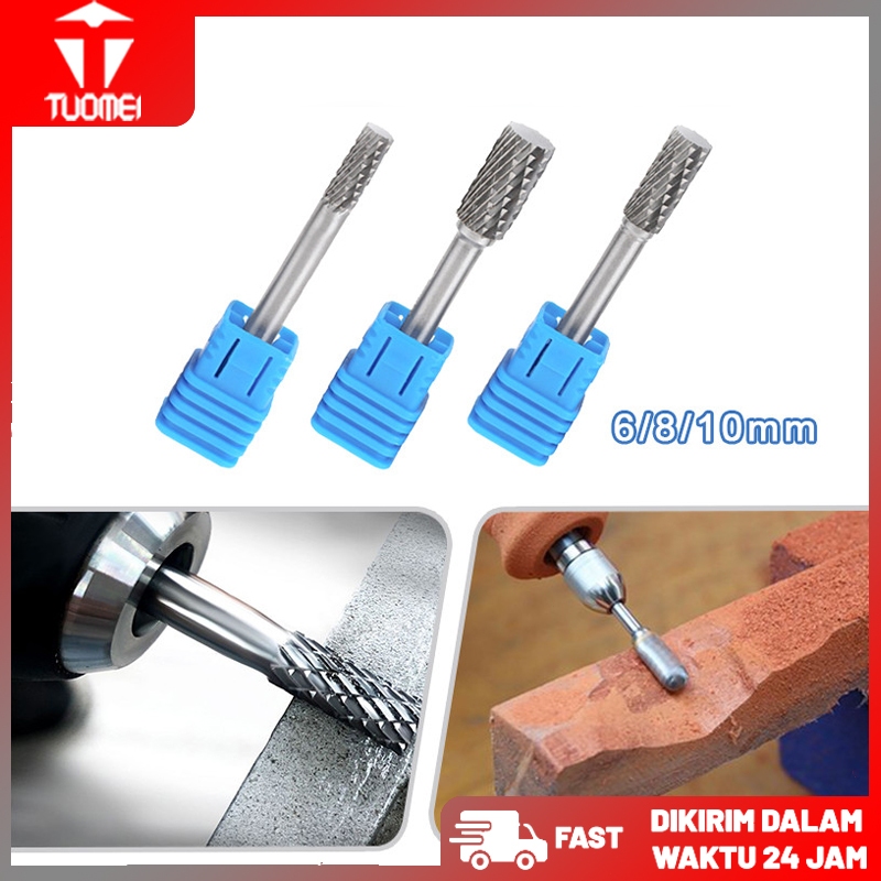 6/8/10mm Grinder Carbide Rotary File Besar Mata Tuner Porting Bor Ukir Baja