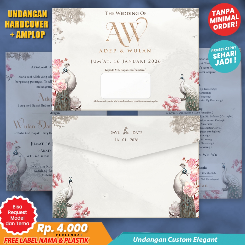 UNDANGAN PERNIKAHAN + AMPLOP TANPA MINIMAL ORDER | UNDANGAN CHINESE | UNDANGAN MURAH DAN ELEGANT