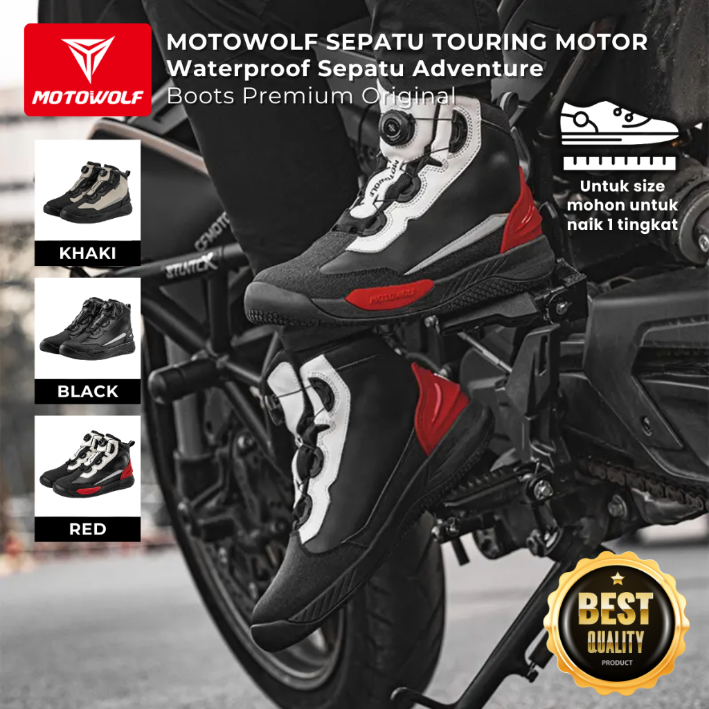 Motowolf Sepatu Touring Motor Waterproof Sepatu Adventure Boots Premium