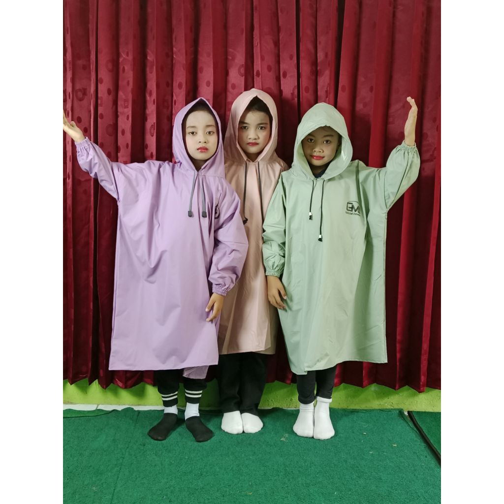 Jas hujan Anak stelan ponco usia 6 sampai 12 tahun