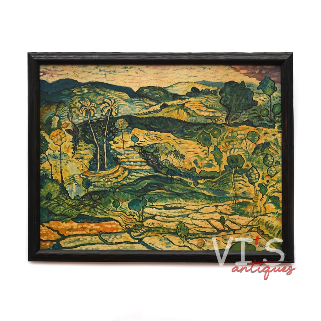 Lukisan Arie Smit Sawah Oil On Canvas Antik Kuno