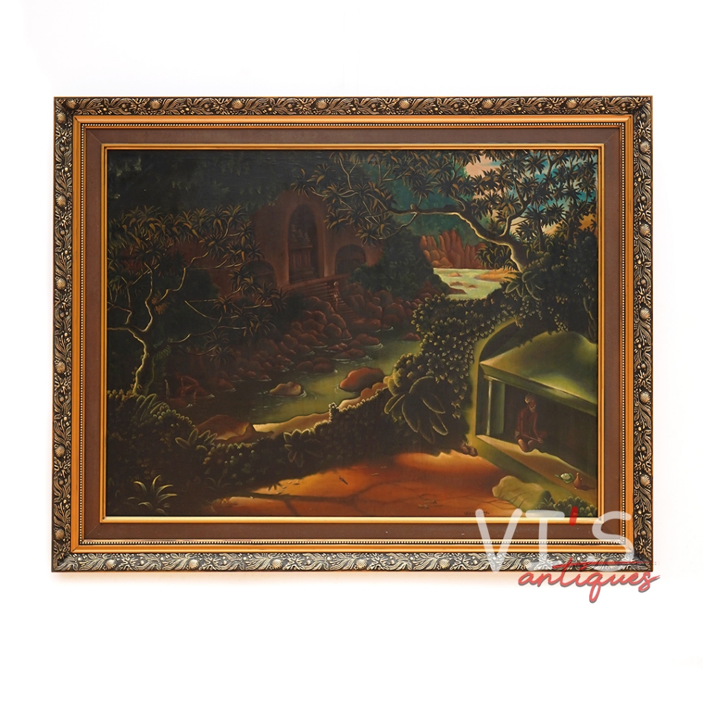 Lukisan Walter Spies Tepi Sungai Oil On Canvas Antik Kuno