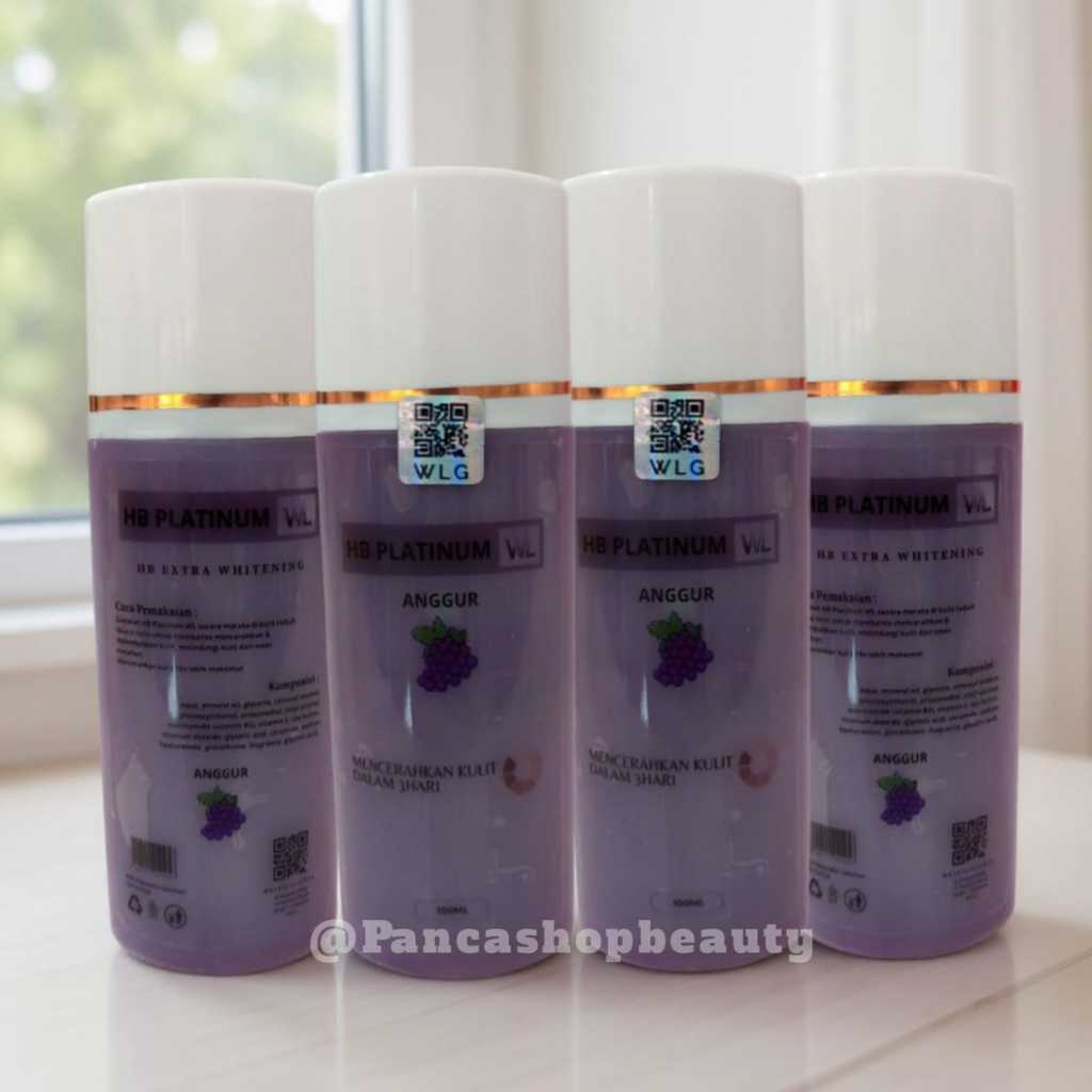 Paket 4 Botol HB Anggur Platinum WLG Original Lotion Pemutih Badan Bpom
