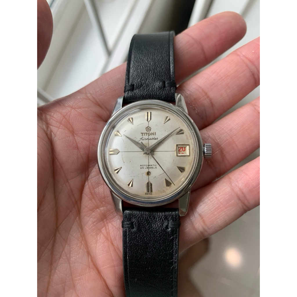 Titoni Airmaster Swiss made Rotomatic 25 jewels movement Head Full Original mulus, jam tangan vintag
