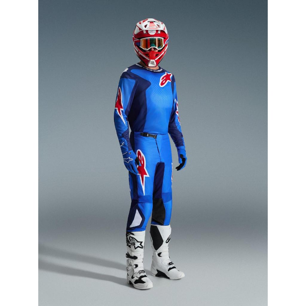 Jersey Set Alpinestars Fluid Grid MX26 Blue Red Jerset Alpinestar Fluid Cross Original