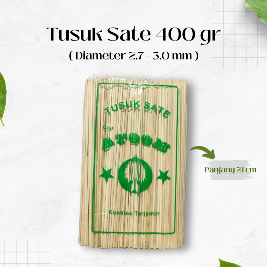 (± 400 Batang) Tusuk sate BAMBU 21 CM 400 Gram