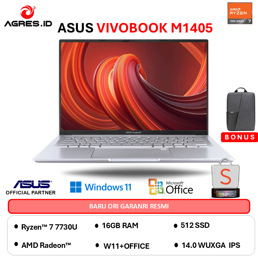 ASUS VIVOBOOK 14 M1405YA RYZEN 7 7730U - RAM 16GB 512GB W11+OHS 14.0WUXGA IPS - VIPS752