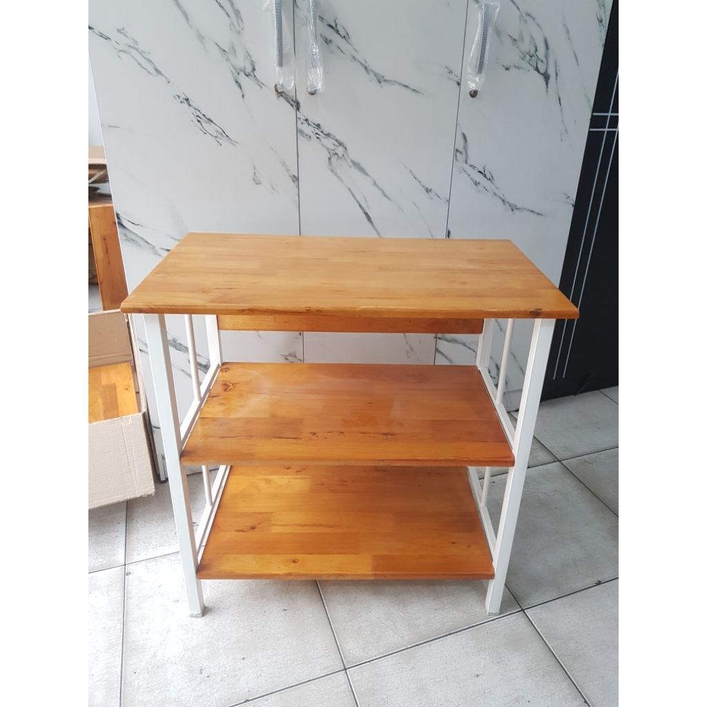 [INDO MEUBEL] RAK TV KAYU KAKI BESI, RAK DISPENSER KAYU KAKI BESI, RAK KOMPOR KAYU KAKI BESI DAN RAK