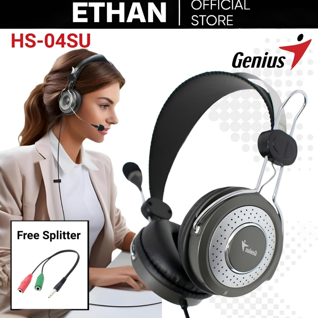 Ethan Headset Headphone Gaming HS04SU Genius Earphone Bass Mic Noise Cancellation PC Komputer HP