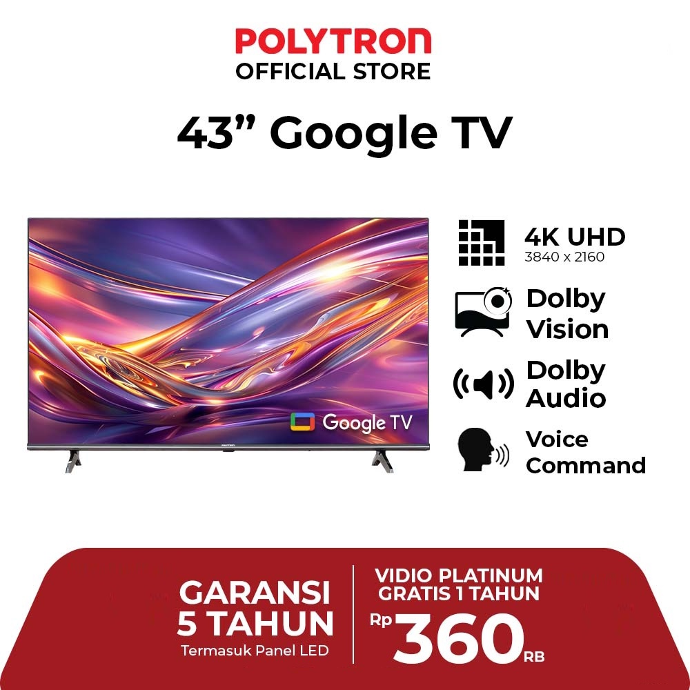 TV Polytron 43” / 43 inch google Tv Smart tv Pld 43UG5059 UHD 4K