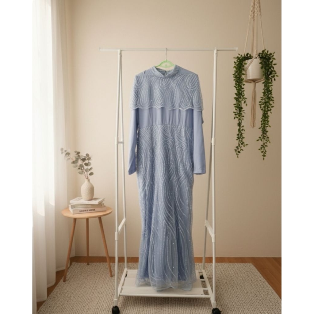 PRELOVED BAJU DRESS KONDANGAN BABY BLUE PAYET DUYUNG