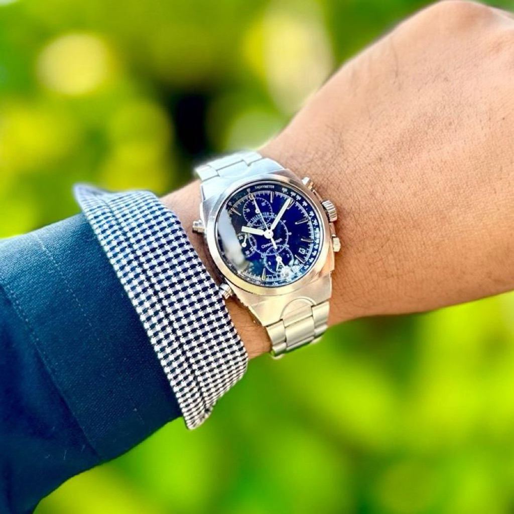 Jam Tangan Pria Seiko Sus Telemeter Chronograph 7T32 Blue dial Japan. SEIKO Red SUS Chronograph JDM 