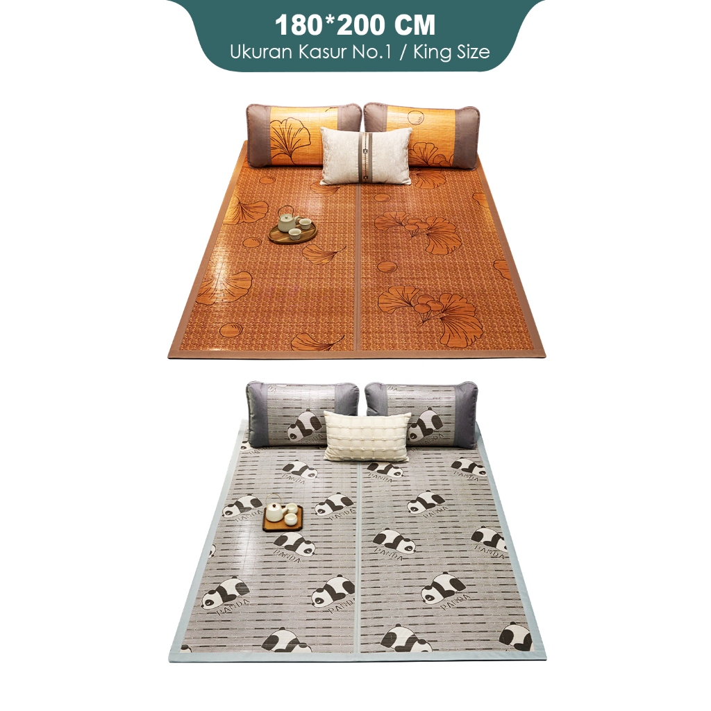 Tikar Lipat Bambu Alas Tidur Ukuran 180x200cm Lipat Alas Kasur Pendingin Alas Bambu Free Tas /X13A1