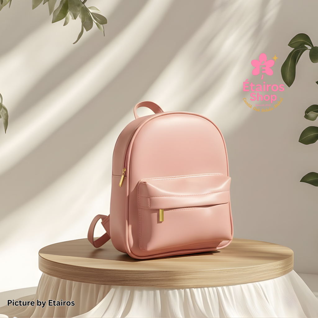 Tas Ransel Wanita Backpack Mini Korea Serbaguna Aesthetic Bahan Miniso Premium - Tas Sekolah Kuliah 