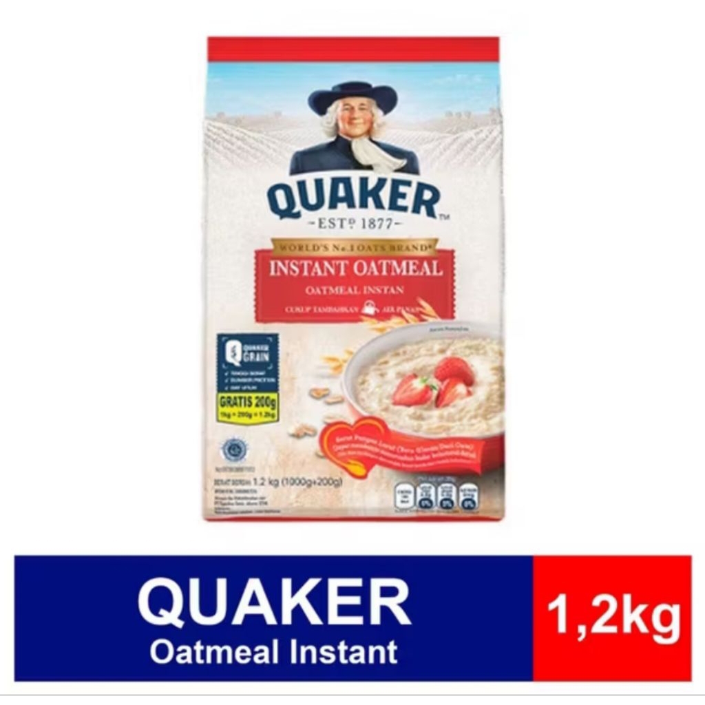 EXP April 2027 Quaker Oatmeal Instant 1200 gram | Oat Gandum Utuh 1200g Asli Quaker Oats | Sarapan S