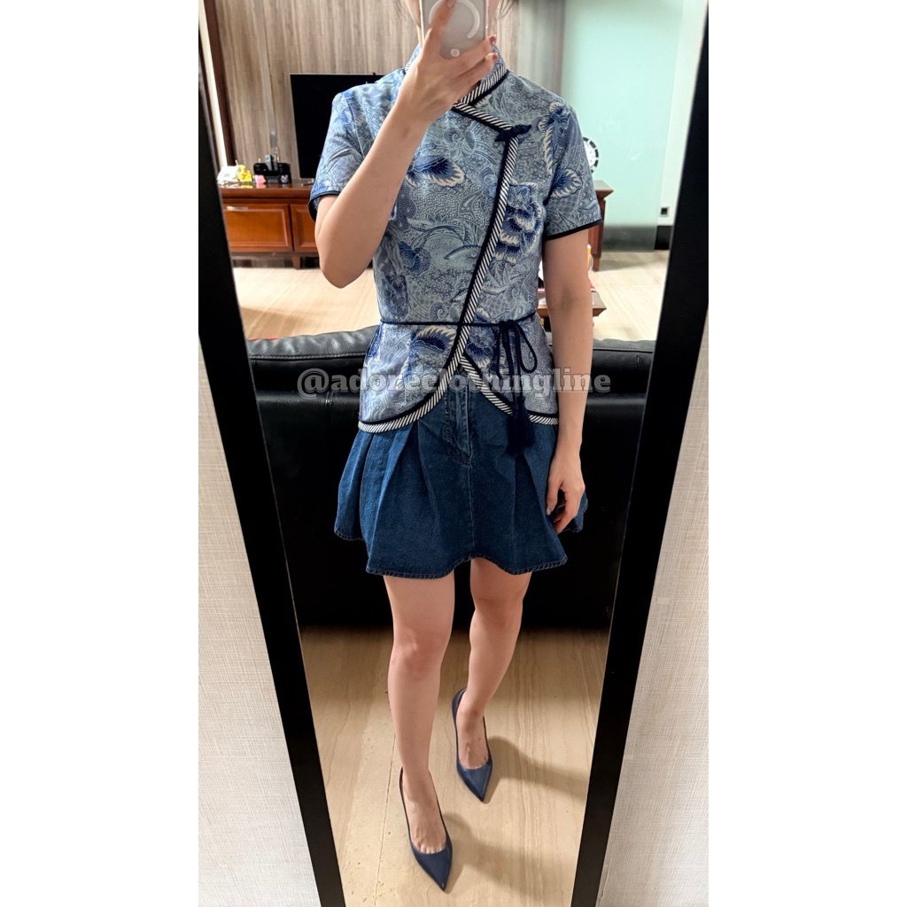 Atasan Batik Cheongsam Encim Biru - Adore