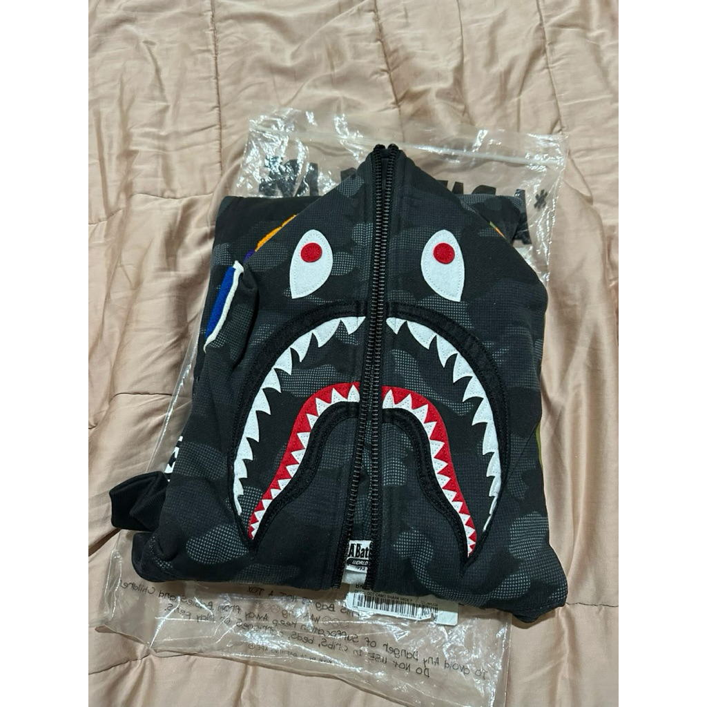 bape shark hoodie size L black camo original