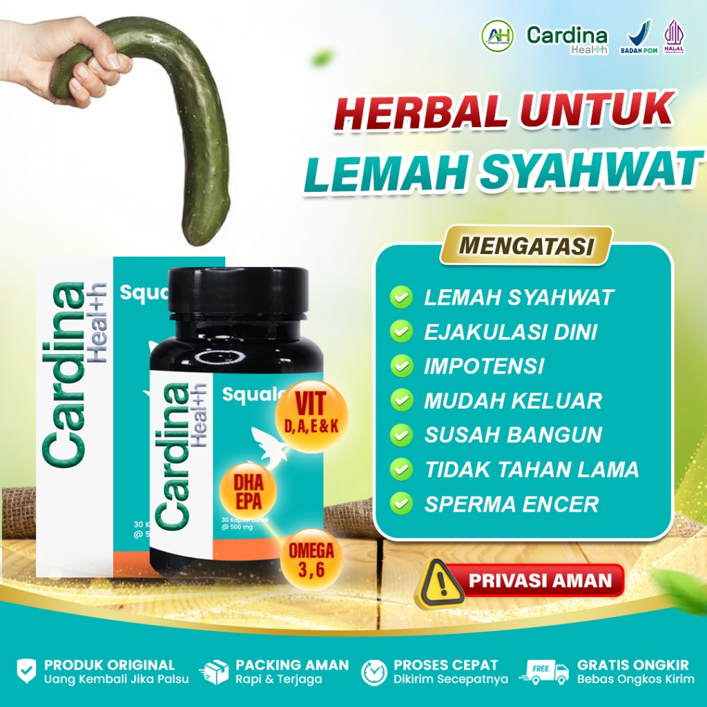 Obat Lemah Syahwat Ejakulasi Dini Impotensi Loyo Disfungsi Ereksi Cepat Keluar - Cardina Squalene