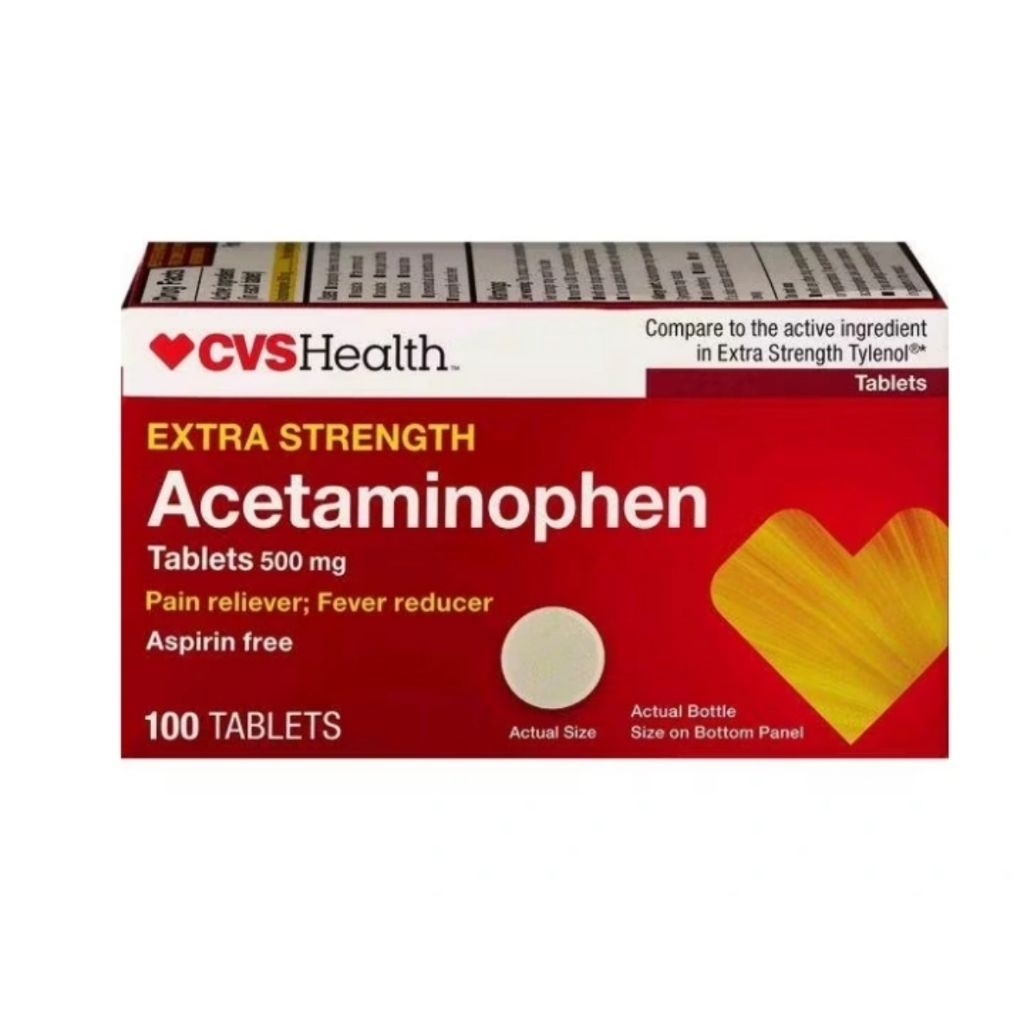 Health Extra Strength Acetaminophen Tablets 500 mg,isi 100