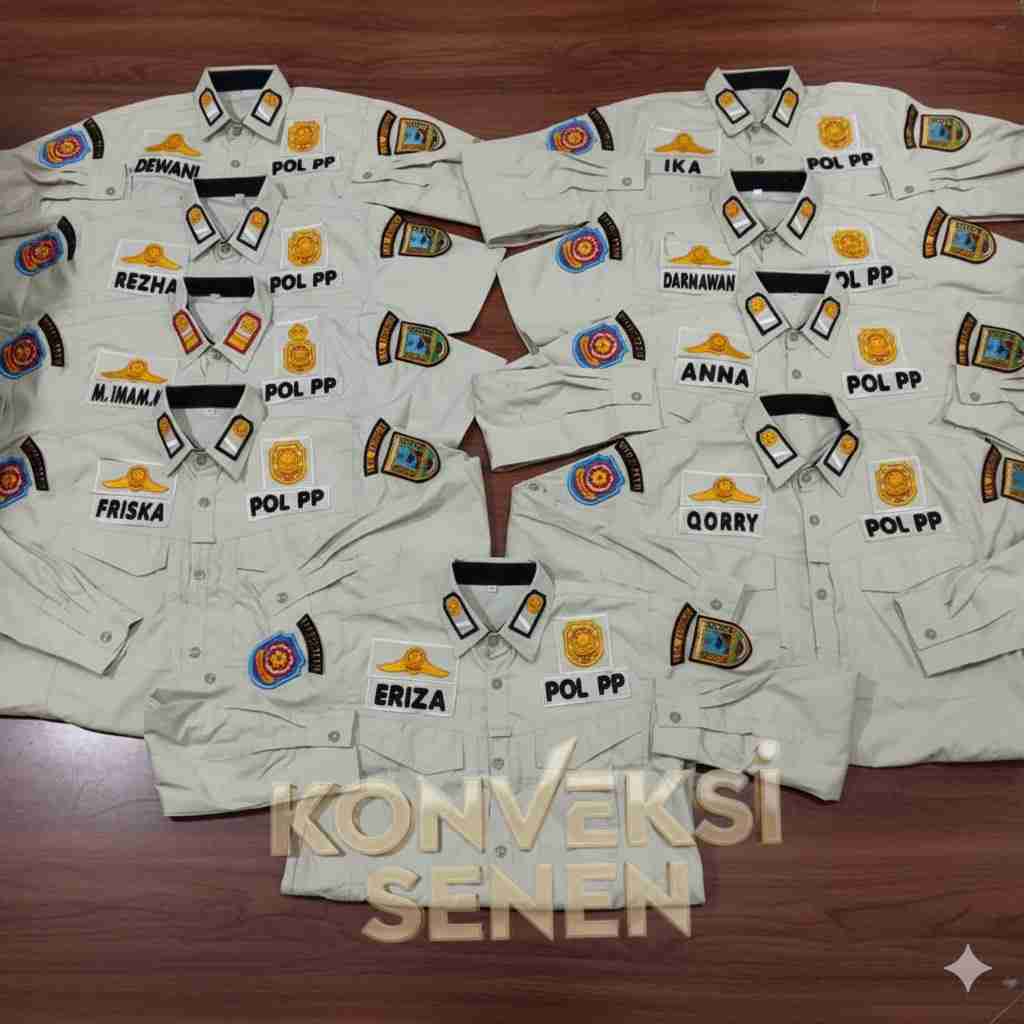 Kemeja Satpol PP Ripstop Cream Bordir 3D Bahan Tebal Ukuran M-XXL | Kemeja Krem Ripstop SATPOL PP Po