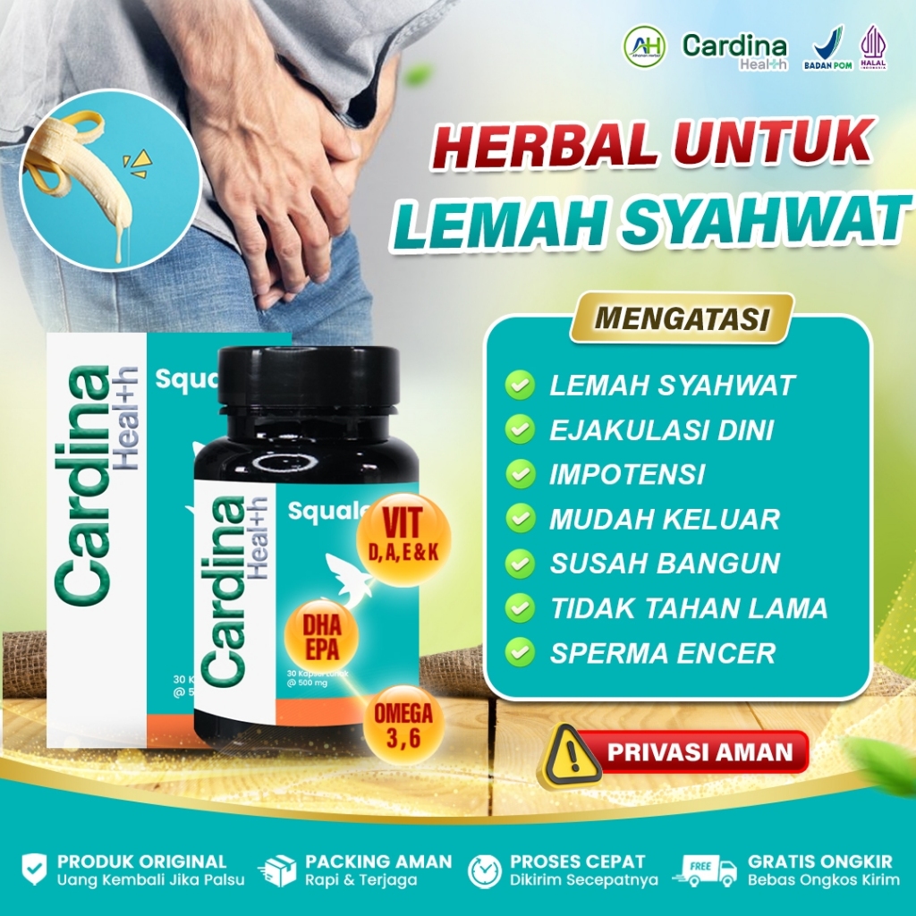 Obat Lemah Syahwat Loyo Susah Bangun Disfungsi Ereksi Ejakulasi Dini Mani Encer - Cardina Squalene