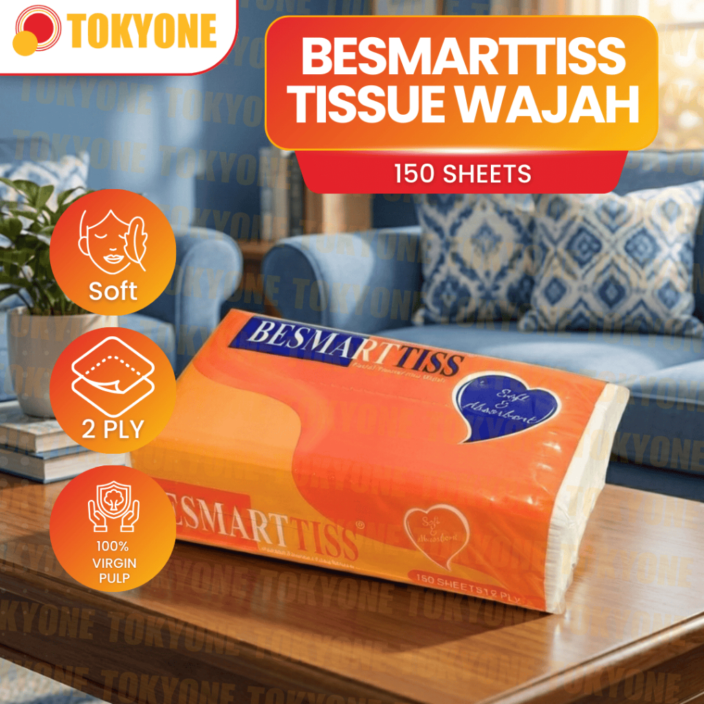 Tissue/Tisu Wajah Isi 150 Sheets BeSmartTiss /Pack | 2-Ply Tisu Wajah Lembut