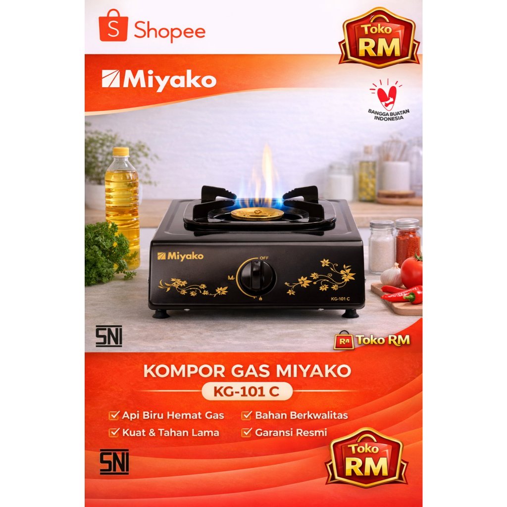 Kompor Gas Miyako KG-101C 1 Tungku dengan Burner Stainless Steel