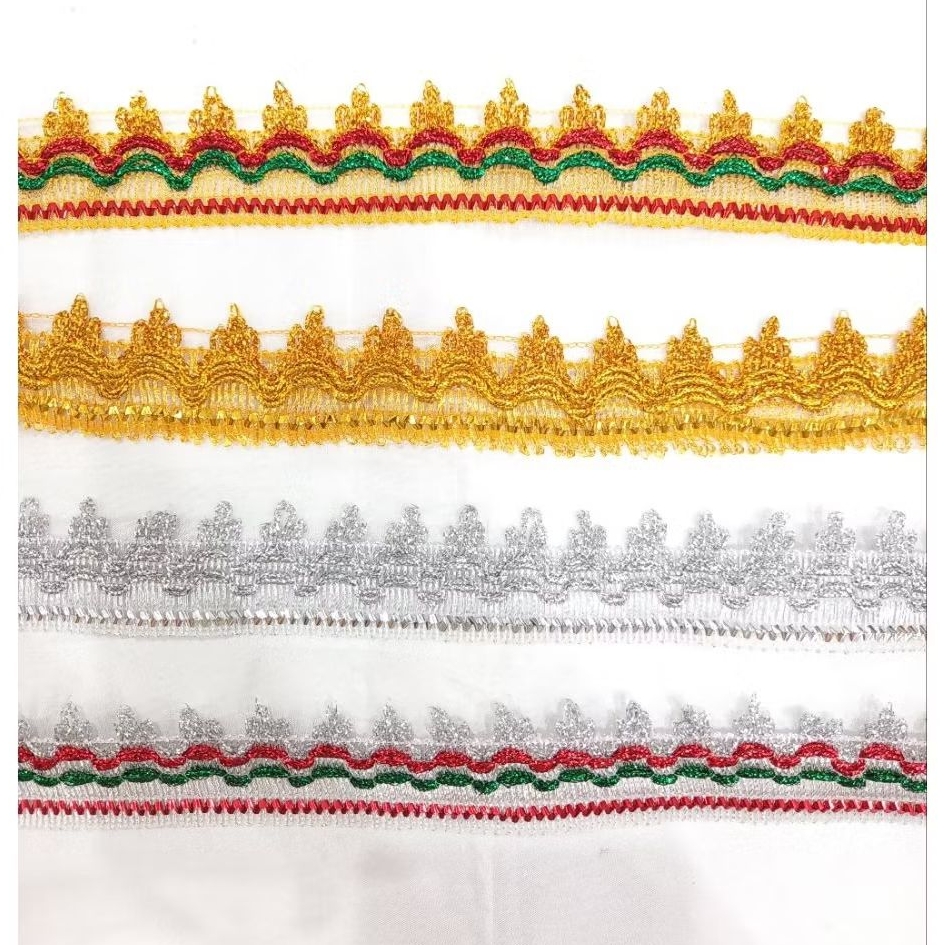 (METERAN) Renda 695/renda perak mas kombinasi/renda silver emas