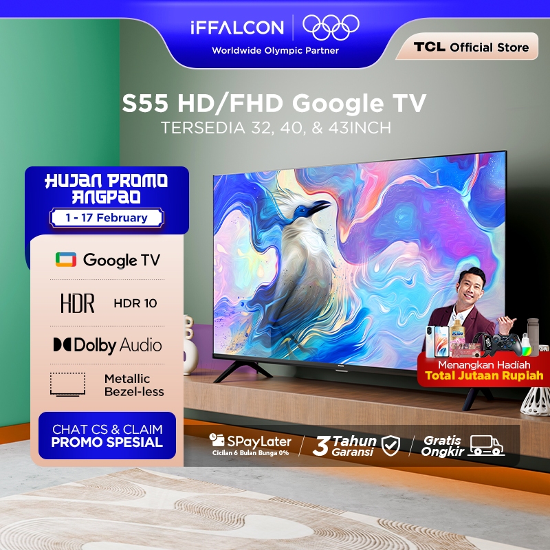 iFFALCON by TCL S55 Series Google TV (Android 14) Smart Digital - HD/FHD - HDR 10 - Dolby Audio - Go