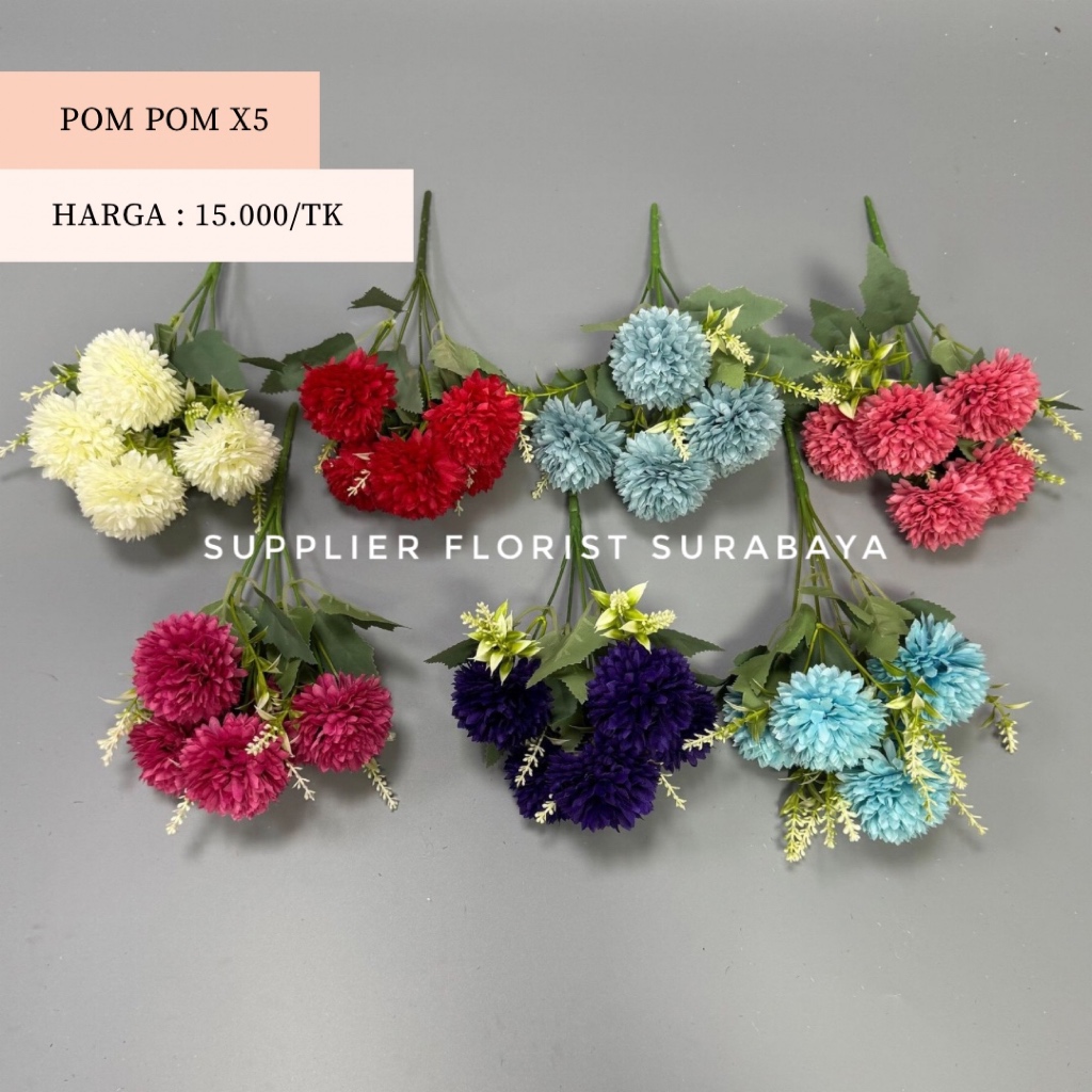 SFS - [POM POM X5] BUNGA PALSU POM POM PING PONG ARTIFICIAL FLOWER DANDELION HIASAN RUMAH VAS BUNGA 