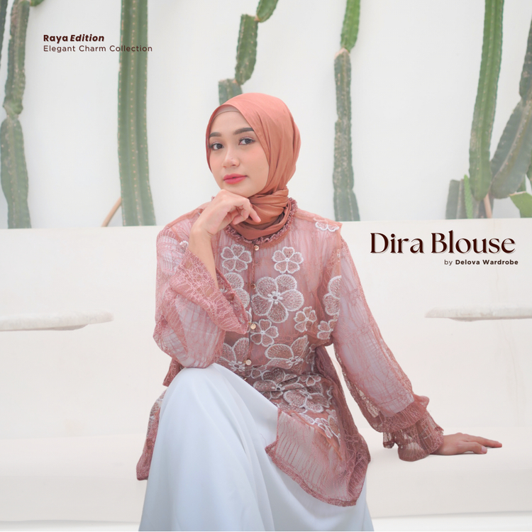 Delova Wardrobe - DIRA OUTER BLOUSE Modern Casual Atasan Baju Pakaian Dress Wanita Brukat Tali Tulle