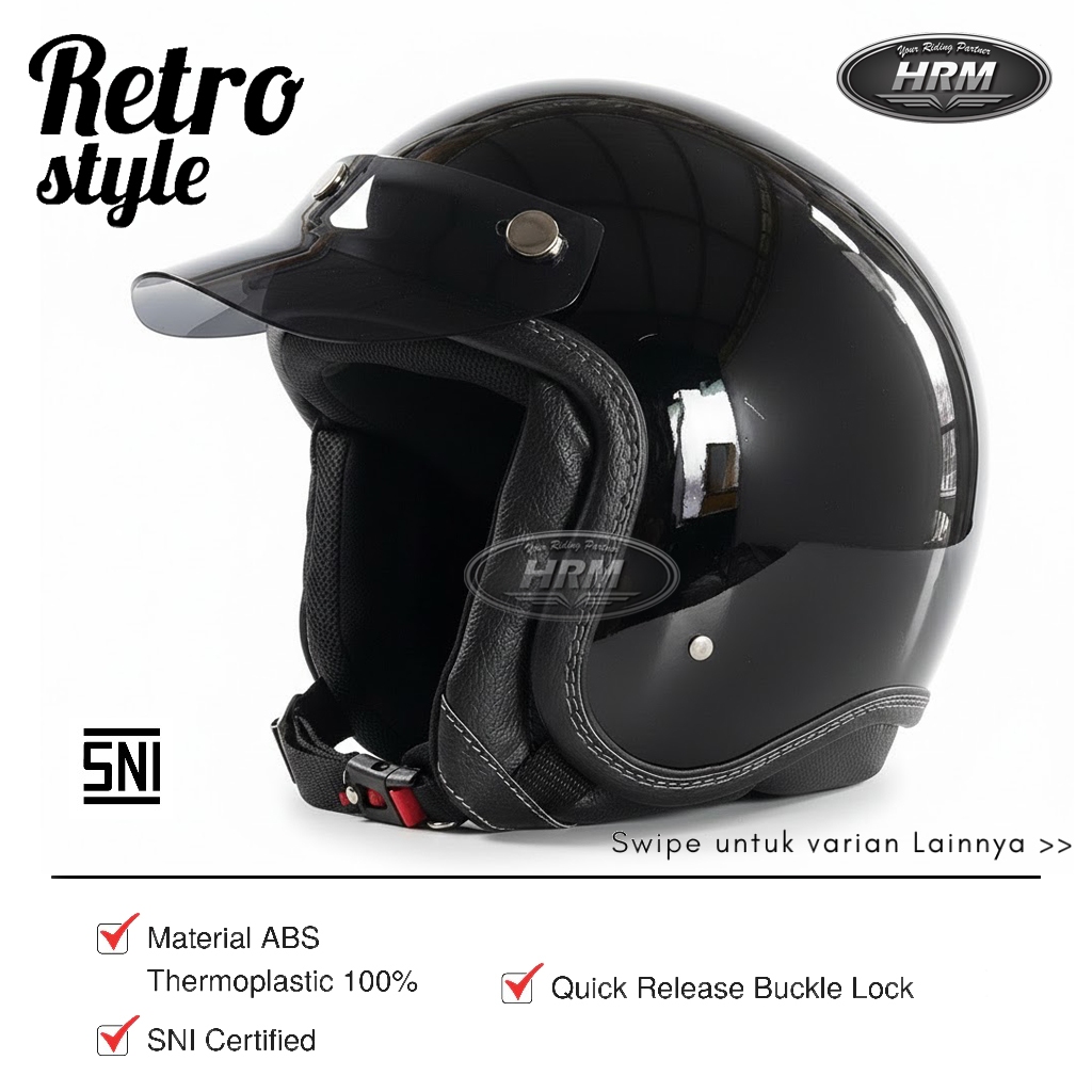 Helm Retro Vespa Aesthetic Pria wanita Dewasa Bogo Bahan Kokoh SNI