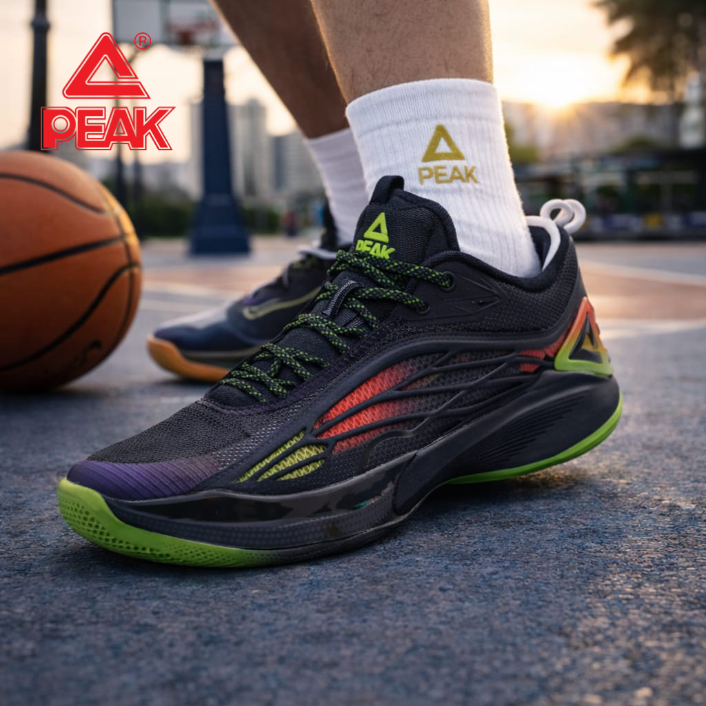 Sepatu Basket original PEAK TAI-CHI Tech - Black/Electric green