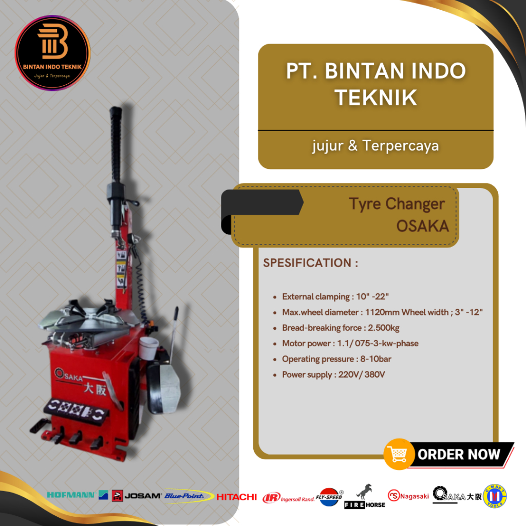 Mesin Buka Ban Semi Otomatis Tyre Changer Osaka Black Red Ring 22"