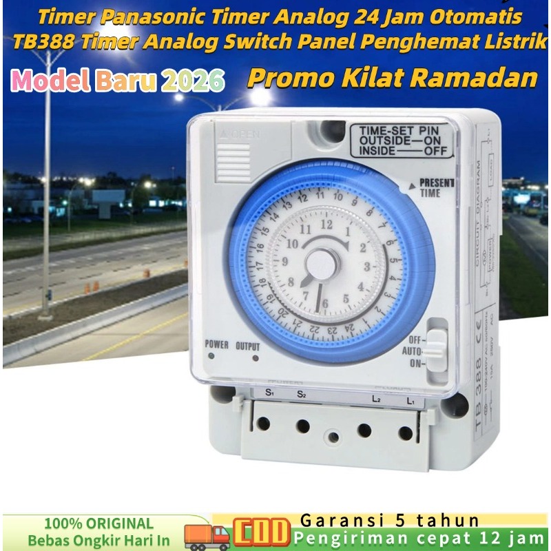 (lengkap ramadan) Timer Panasonic Timer Analog 24 Jam Otomatis TB388 Timer Analog Switch Panel Pengh