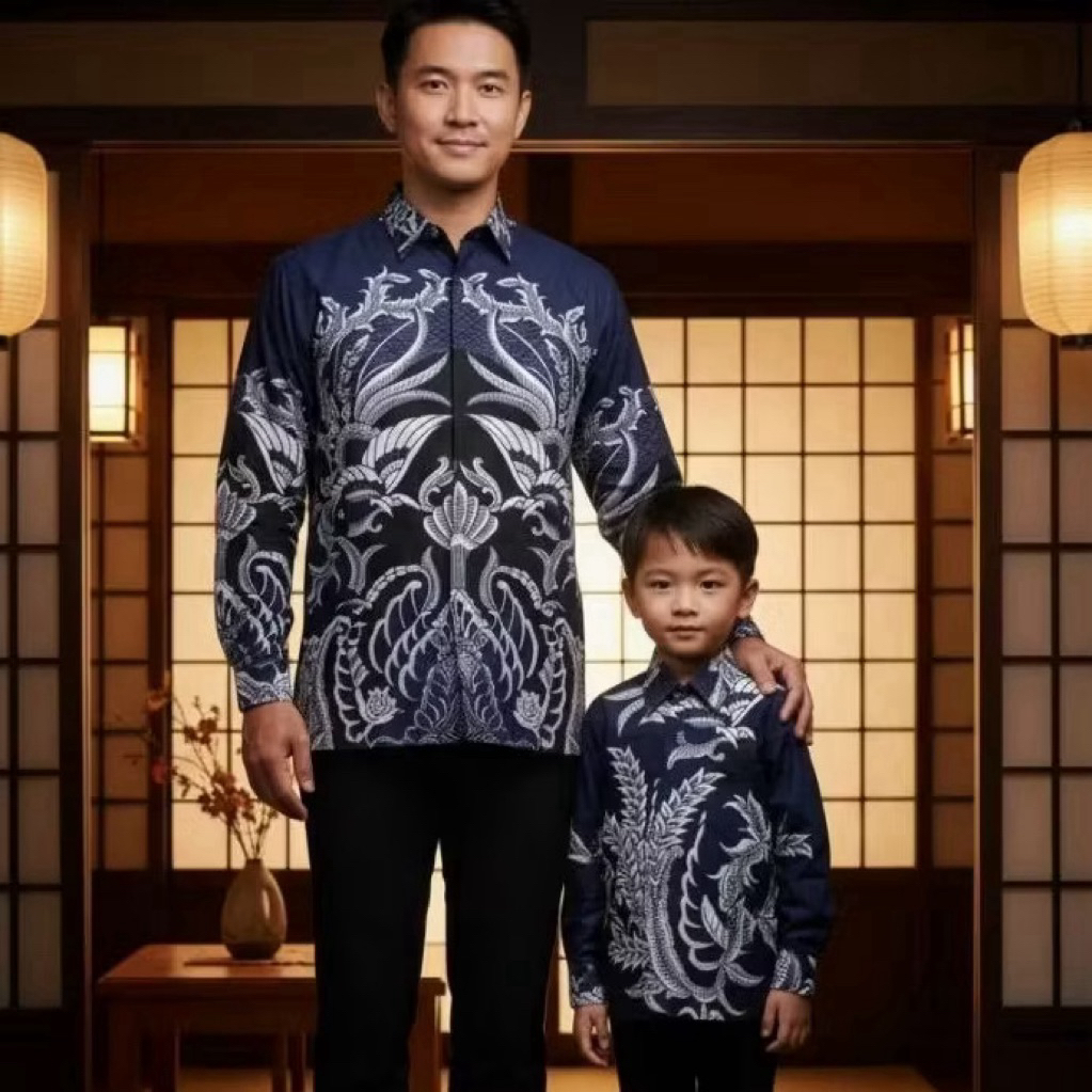 KEMEJA BATIK BIRU DONGKER BAHAN KATUN PREMIUM