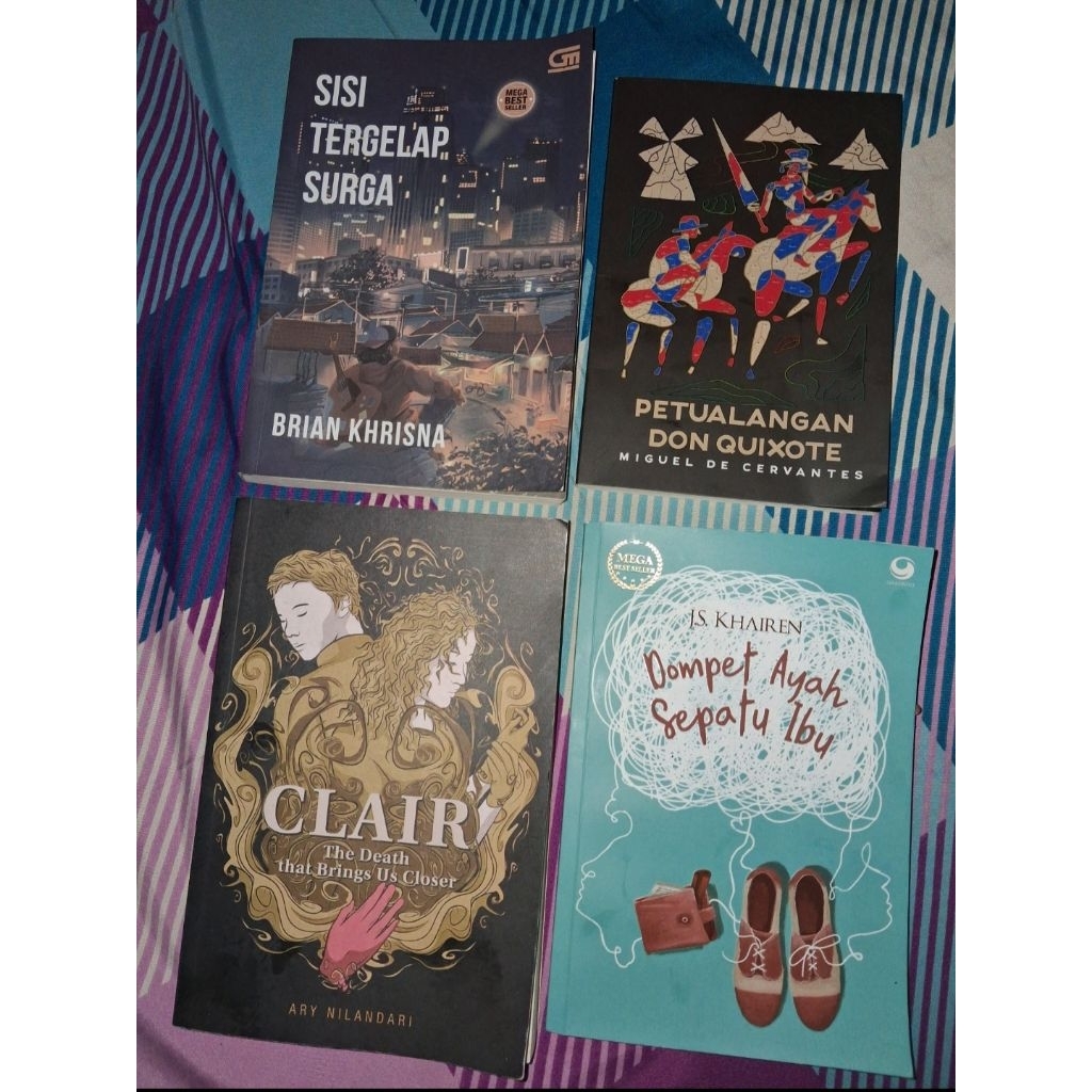Buku novel preloved layak baca ori, dompet ayah sepatu ibu,clair,sisi tergelap surga, petualangan do