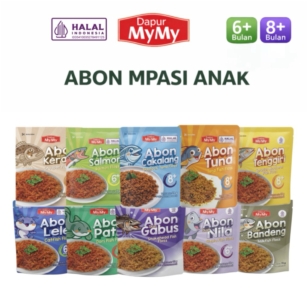 Abon MPASI Premium 6+ bulan | Tanpa MSG | Protein Tinggi | Banyak Varian Ikan & Daging