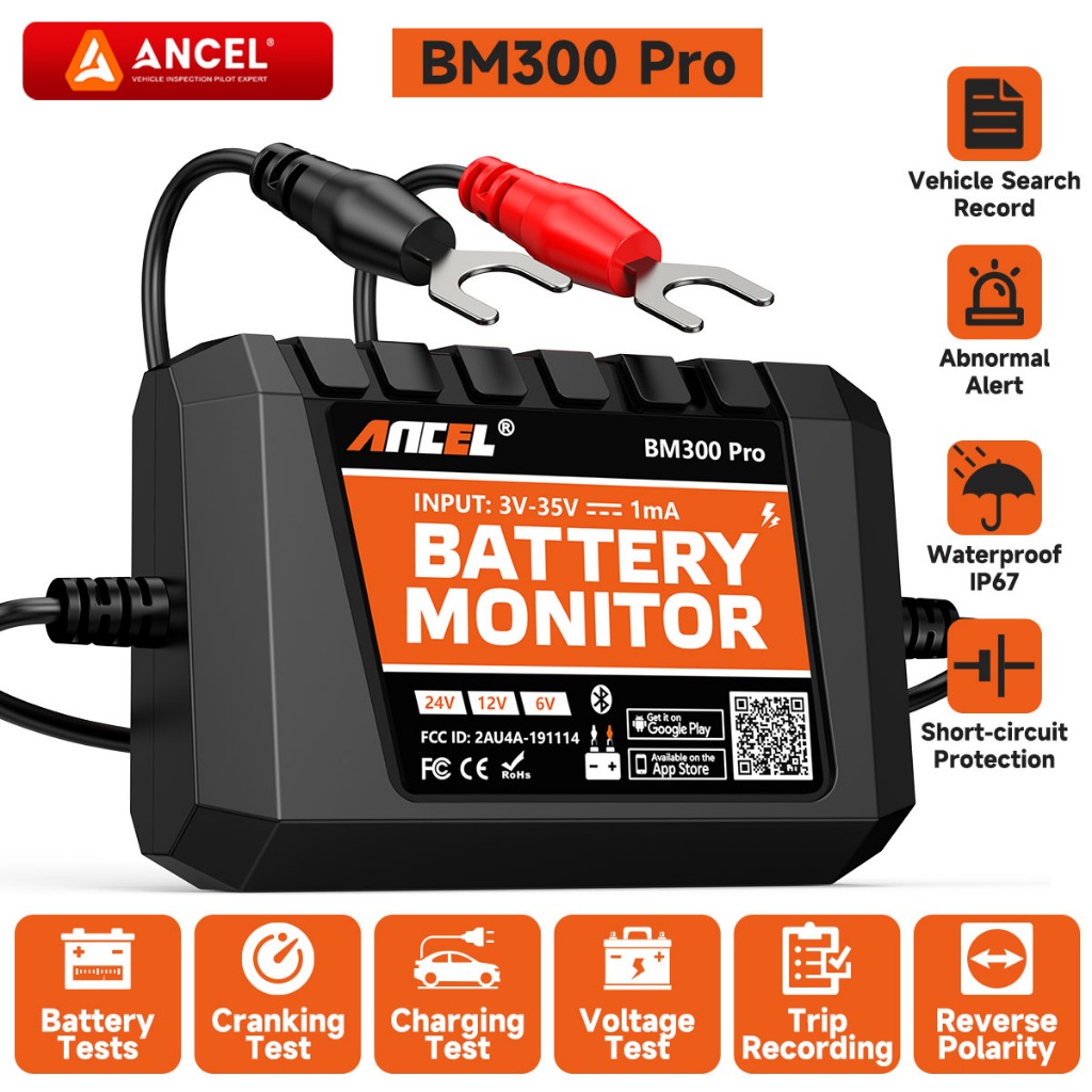 ANCEL BM300 Pro Car Battery Monitor​​ 6V 12V 24V Battery Tester Voltage Tester Monitor Baterai 6V 12