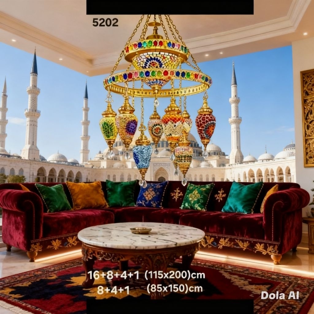 Lampu Gantung Hias Klasik Maroko Turki Masjid Mushollah 13 Lampu Mewah