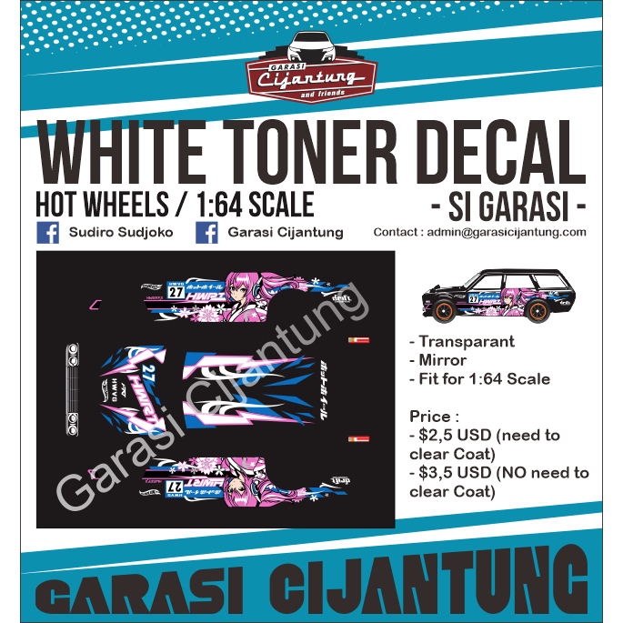 [White Toner] decal Hot Wheels Datsun Wagon tema NFT