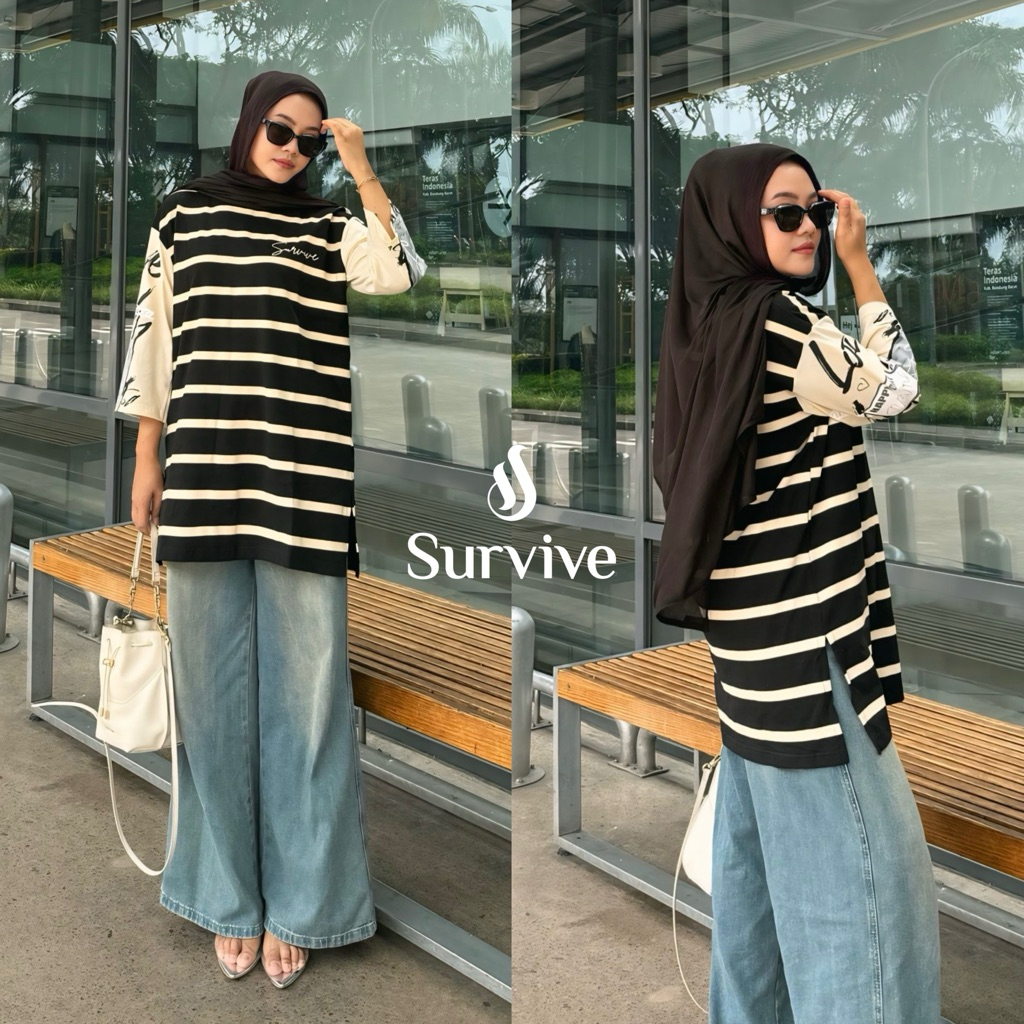 Survive ~ Kaos Tunik Wanita “Emilia Series” Oversize