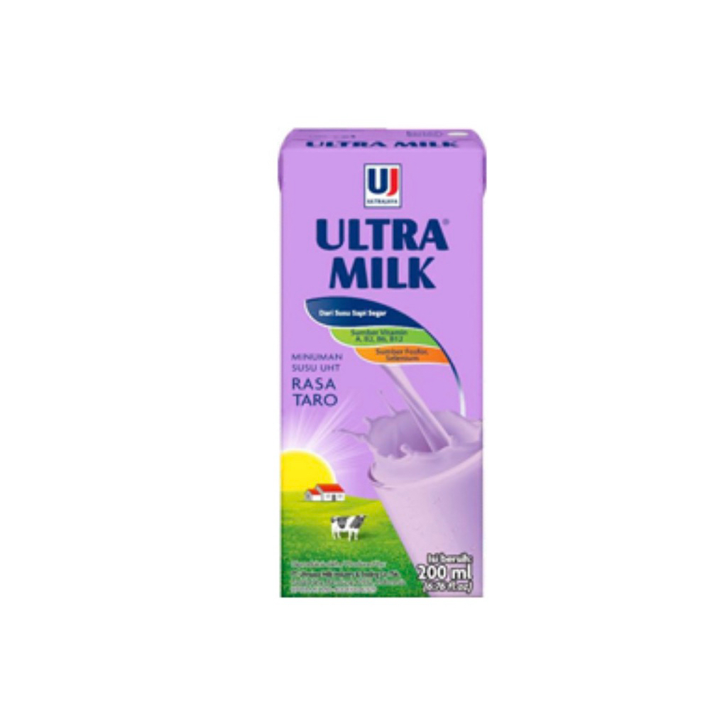 ULTRA MILK Susu UHT Rasa Taro 200ml - 1 dus 24 kotak