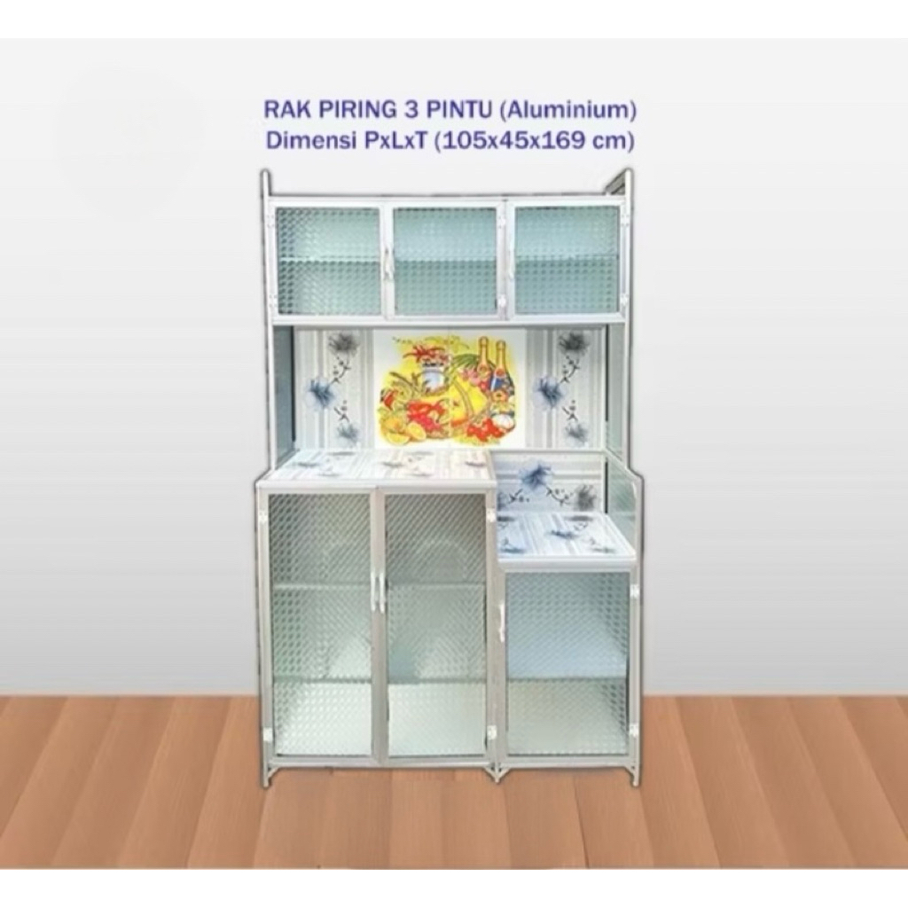 Rak Piring 3 Pintu Aluminium | Lemari Piring 3 Pintu | Rak Piring 3 Pintu Keramik | Rak Sayur | Lema