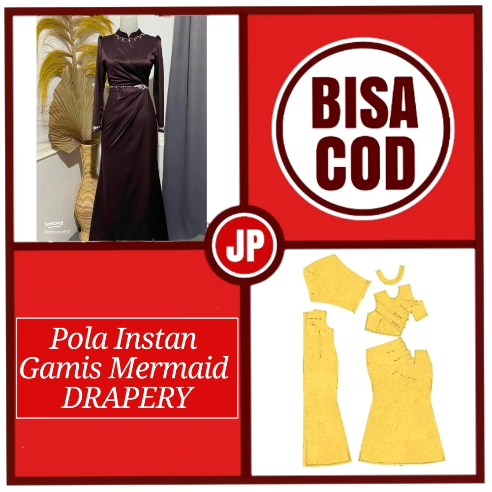 Pola Baju Gamis DRAPERY Wanita/Pola Baju Gamis/Pola Jahit Gamis/