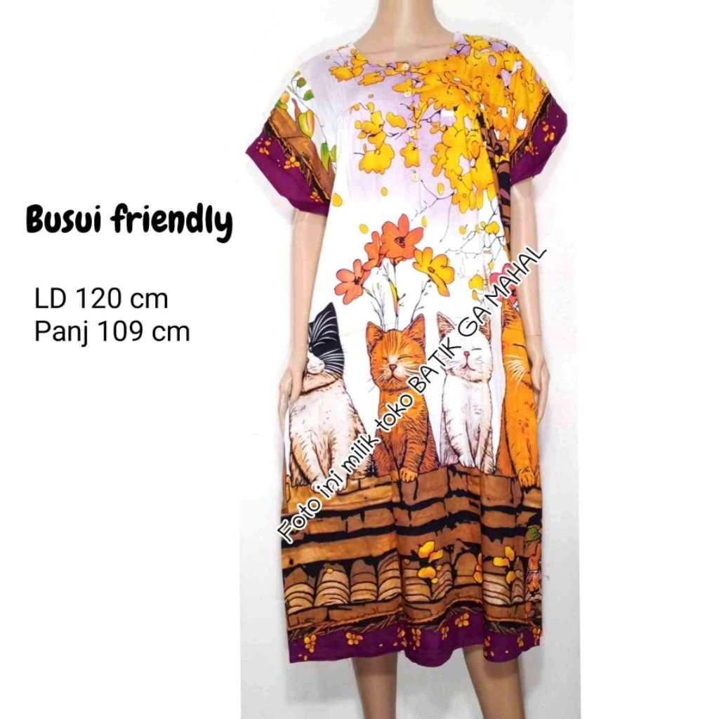 Daster Elok, kancing 4, busui, kerah kotak, adem, bagus, murah