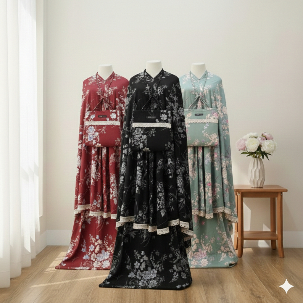 MUKENA DEWASA MOTIF BUNGA SAKURA // MUKENA JUMBO TERLARIS 2024